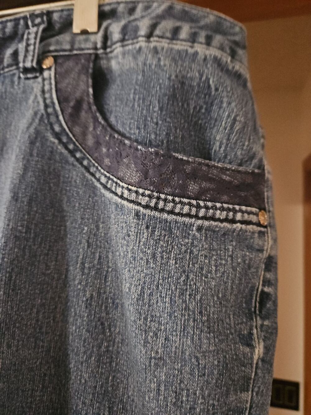 CJ Banks Jeans Women's Size 20 W Blue Black Lace Around The Pockets